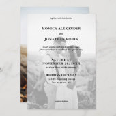 モダンな白黒写真の結婚式 招待状 (正面/裏面)