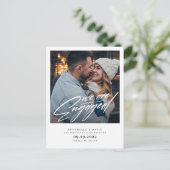 モダンな白黒写真エンゲージメント発表ポストカード 案内ポストカード (スタンド正面)