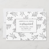 モダンな白黒写真ボタニカル・セーブ・ザ・デート セーブザデート (裏面)