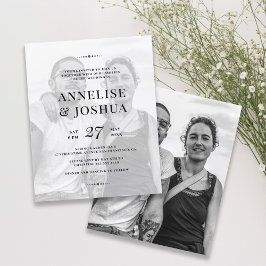 モダンな白黒写真 ウェディング招待状