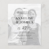 モダンな白黒写真 ウェディング招待状 (正面)