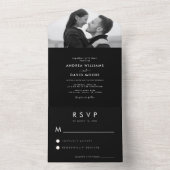 モダンな白黒写真 シンプルな出欠確認 ウェディング オールインワン招待状 (内側)