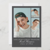 モダンな白黒写真 卒業パーティー 招待状 (裏面)