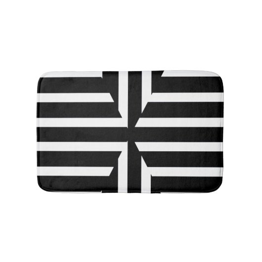モダンな白黒固体ストライプなバス・マット バスマット (正面)