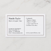 モダンな白黒大学院の個人的な個別指導 名刺 (裏面)