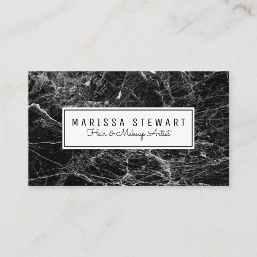 モダンな白黒大理石のアポイントメントカード 予約カード (正面)