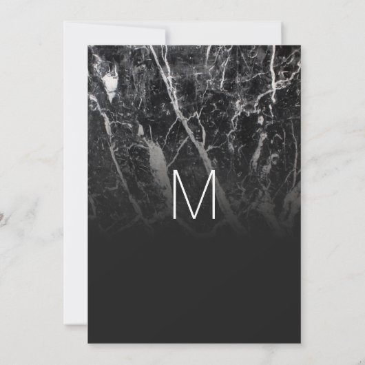 モダンな白黒大理石の卒業式 招待状 (裏面)