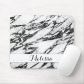 モダンな白黒大理石の石造りのモノグラム マウスパッド (マウス)