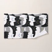 モダンな白黒子猫猫パターン バスタオルセット (ハンドタオル)