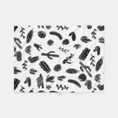 モダンな白黒水気が多いサボテンパターン フリースブランケット (正面(横))