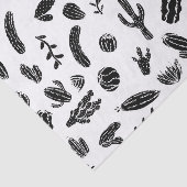 モダンな白黒水気が多いサボテンパターン 薄葉紙 (詳細)