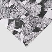 モダンな白黒熱帯バナナの葉 薄葉紙 (詳細)