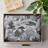 モダンな白黒熱帯バナナの葉 薄葉紙 (ギフト)