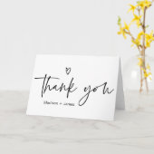 モダンな白黒結婚式は感謝していしています カード (黄色い花)