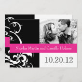 モダンな白黒結婚式招待状 セーブザデート (正面/裏面)