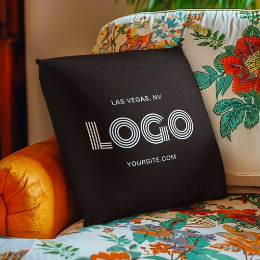 モダンな白黒長方形ロゴ クッション