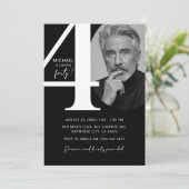 モダンな白黒40歳写真誕生日パーティー 招待状 (スタンド正面)