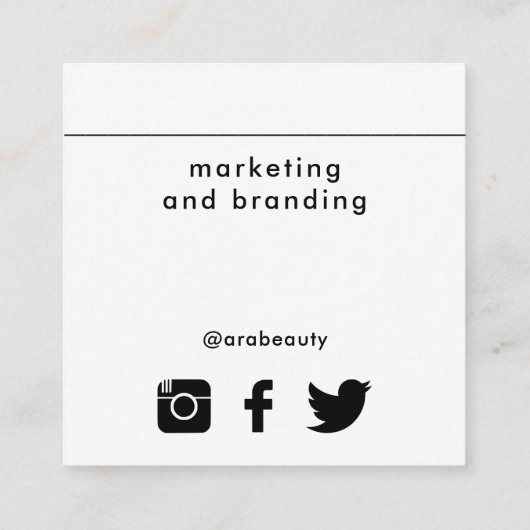 モダンな白黒|の会合媒体のネットワーキング スクエア名刺 (裏面)