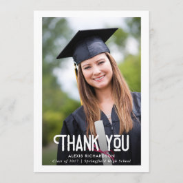 モダンな白|の卒業の写真は感謝していしています サンキューカード