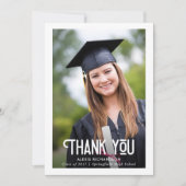 モダンな白|の卒業の写真は感謝していしています サンキューカード (正面)