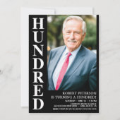 モダンな百歳の写真 100歳の誕生日パーティー 招待状 (正面)