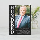 モダンな百歳の写真 100歳の誕生日パーティー 招待状 (スタンド正面)