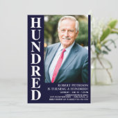 モダンな百歳の写真 100歳の誕生日パーティー 招待状 (スタンド正面)