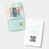 モダンな看護師のカスタム写真IDネームタグ（ターコイズ） バッジ (正面＆裏面)