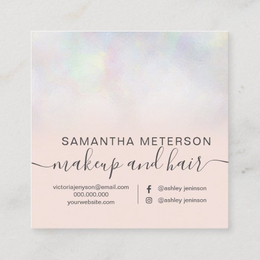 モダンな真珠のnacreのグラデーションな赤面のピンクこんにちは スクエア名刺 (裏面)