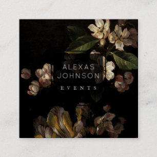 モダンな真黒の花の正方形の名刺 スクエア名刺