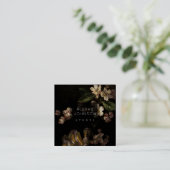 モダンな真黒の花の正方形の名刺 スクエア名刺 (スタンド正面)