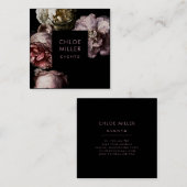 モダンな真黒の花の正方形の名刺 スクエア名刺 (正面/裏面)