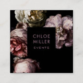 モダンな真黒の花の正方形の名刺 スクエア名刺 (正面)