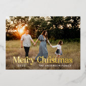 モダンな知恵の緑の洗練された植物学のタイポグラフィーの写真 箔シーズンカード (正面)