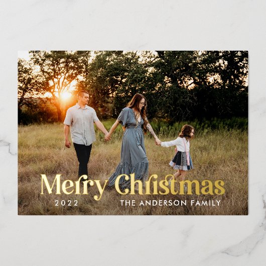 モダンな知恵の緑の洗練された植物学のタイポグラフィーの写真 箔シーズンカード (正面)