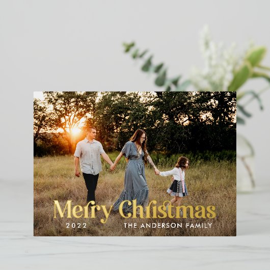 モダンな知恵の緑の洗練された植物学のタイポグラフィーの写真 箔シーズンカード (立ち正面)