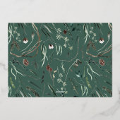 モダンな知恵の緑の洗練された植物学のタイポグラフィーの写真 箔シーズンカード (裏面)