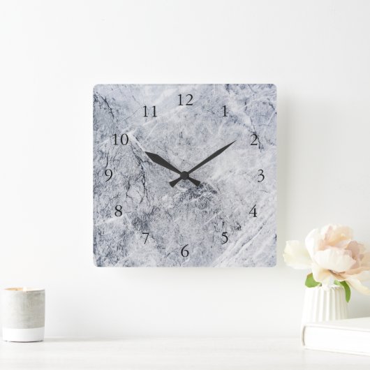 モダンな石造りの一見のスタイリッシュな灰色の石パターン スクエア壁時計 (ホーム)