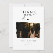 モダンな破れた写真の結婚式サンクスカード サンキューカード (正面)
