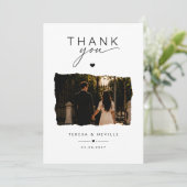 モダンな破れた写真の結婚式サンクスカード サンキューカード (スタンド正面)