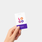 モダンな社員ロゴ、写真、QRコード、名前 インドゴ バッジ (手持ち)