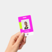 モダンな社員ロゴ、写真、QRコード、名札 バッジ (手持ち)