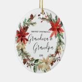 モダンな祖母及び祖父の初めてのクリスマスのオーナメント セラミックオーナメント (右)