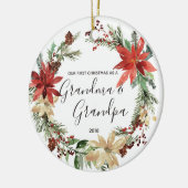 モダンな祖母及び祖父の初めてのクリスマスのオーナメント セラミックオーナメント (左)