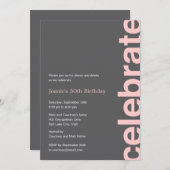 モダンな祝賀会の招待状 - ピンク 招待状 (正面/裏面)