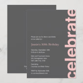 モダンな祝賀会の招待状 - ピンク 招待状 (正面/裏面)