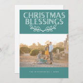 モダンな祝賀写真カード　ティール　「クリスマスの祝福」 シーズンカード (正面/裏面)