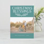 モダンな祝賀写真カード　ティール　「クリスマスの祝福」 シーズンカード (スタンド正面)