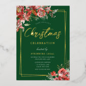 モダンな祭りの会社のクリスマスパーティー・ガラゴールド 箔招待状 (正面)