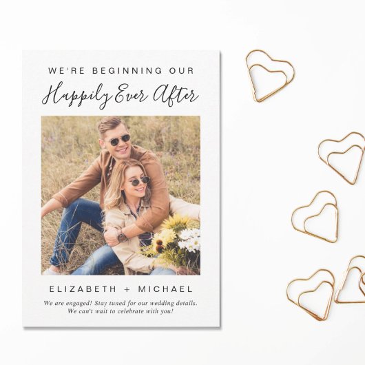 モダンな私たちのエンゲージメントフォト エンゲージメント発表 案内状